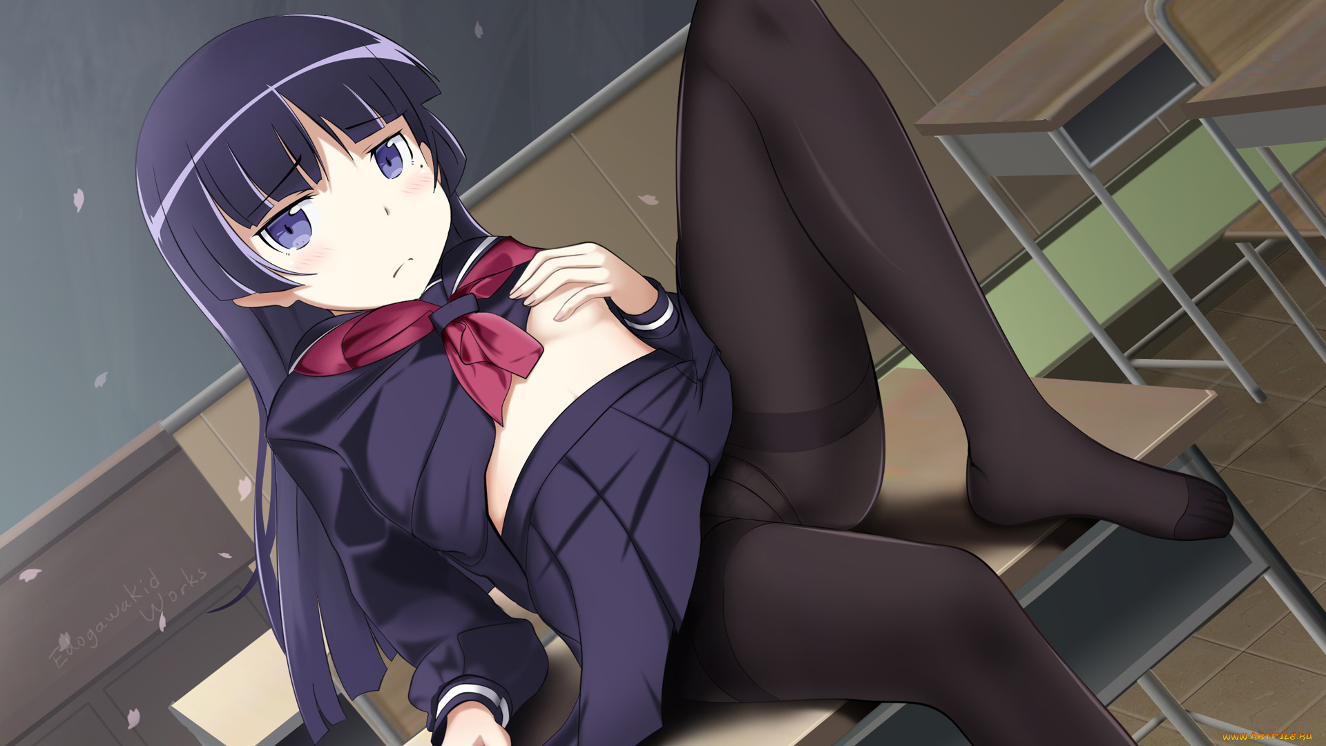 аниме, oreimo, ore, no, imouto, ga, konna, ni, kawaii, wake, nai, кабинет, школа, парта, девушка, gokou, ruri