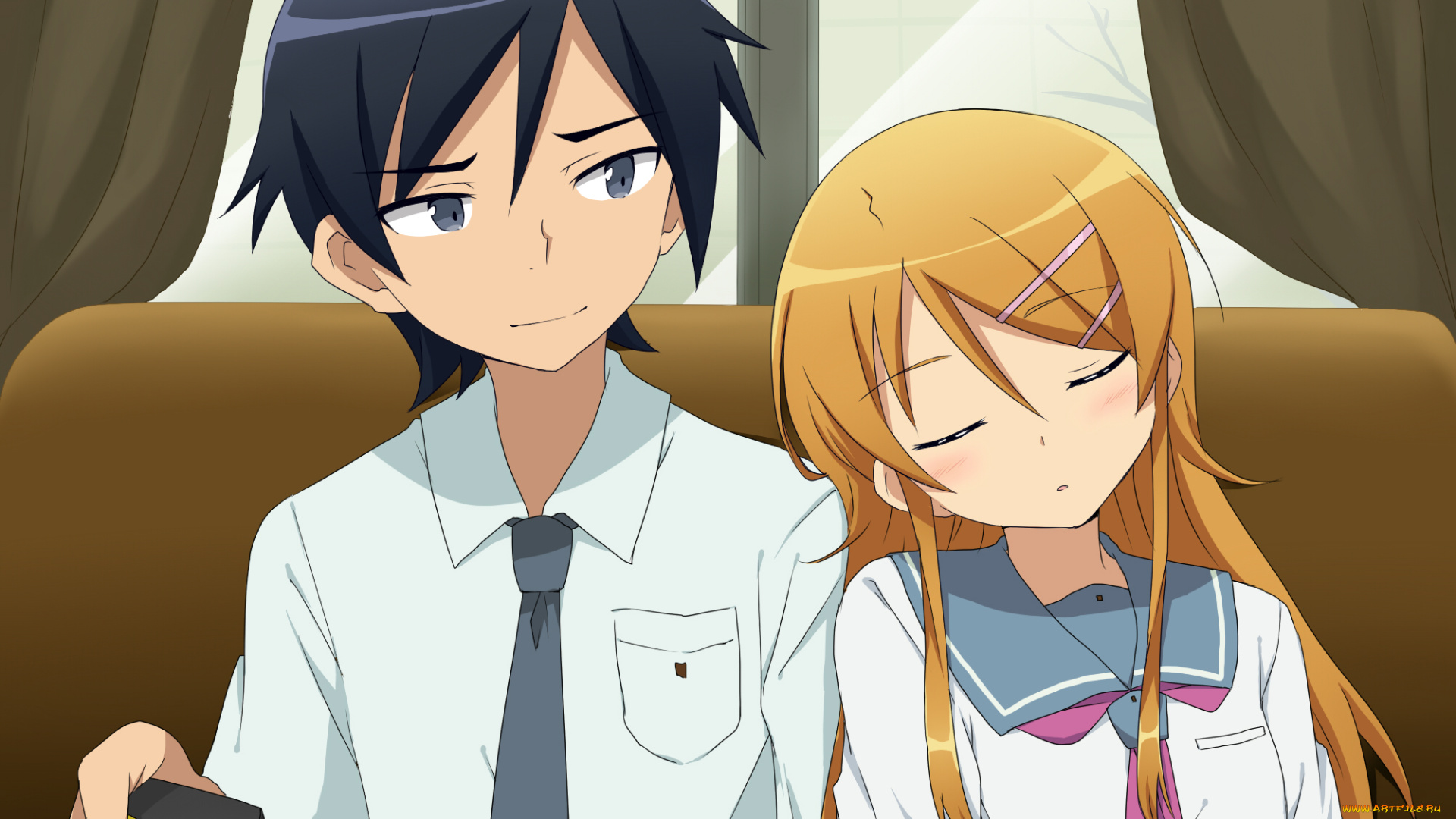 аниме, oreimo, пульт, блондин, сестра, брюнет, девушка, парень, брат, kousaka, kyousuke, kirino