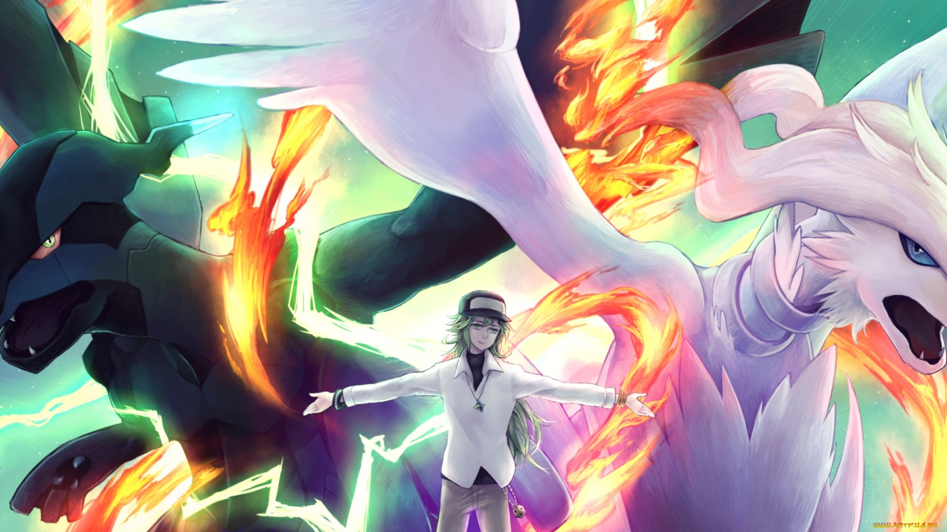 аниме, pokemon, парень, покемоны, арт