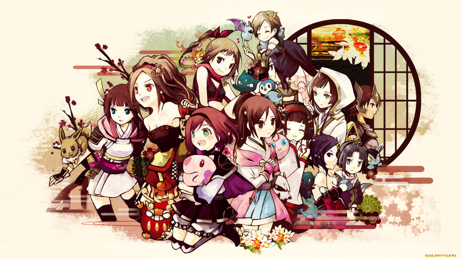 аниме, pokemon, покемоны, девушки, арт, nobunaga, no, yabou