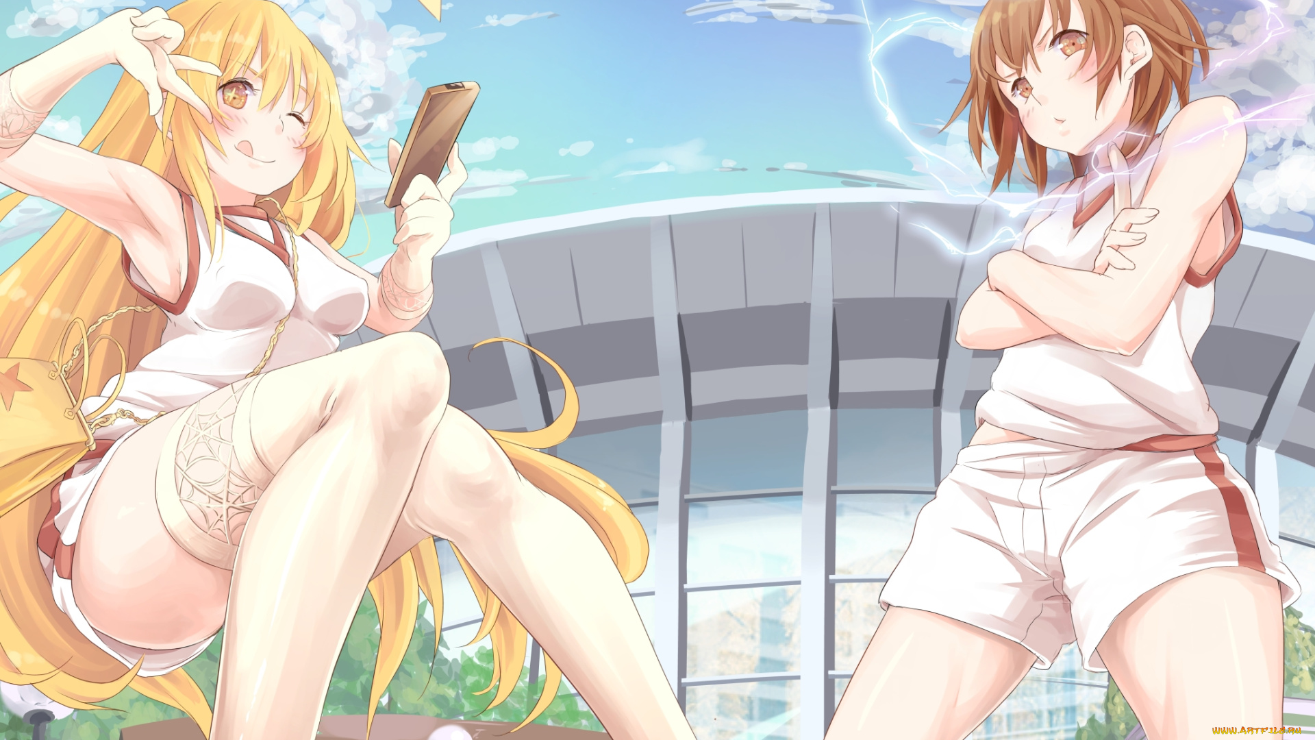 аниме, toaru, majutsu, no, index, арт, искры, звезда, телефон, девушки