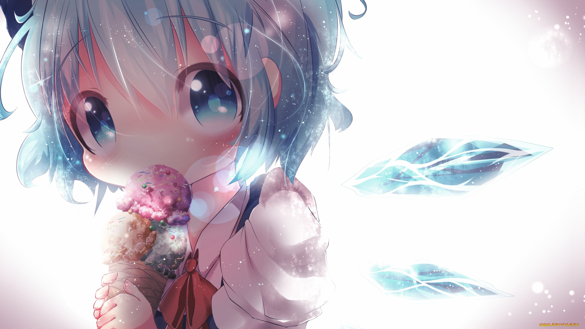 аниме, touhou, лакомство, девочка, арт, тоухоу, мороженое