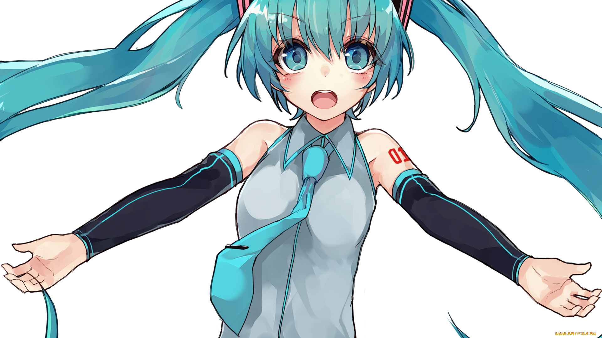 аниме, vocaloid, девушка, вокалоид, синие, волосы, арт, hatsune, miku