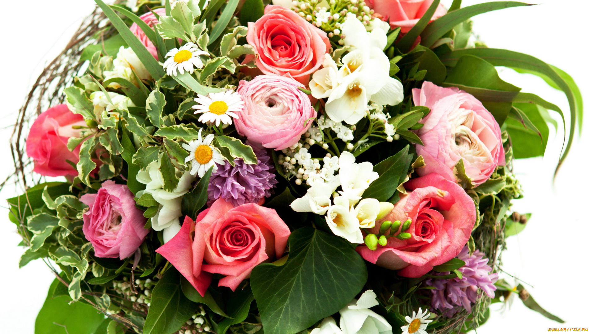 цветы, букеты, , композиции, розы, гиацинты, ранункулюс, фрезии, букет