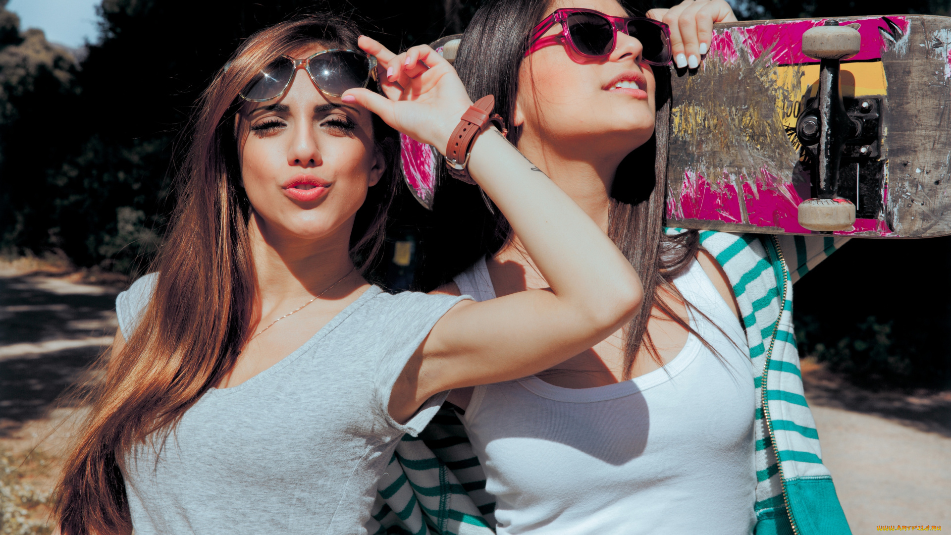 девушки, -unsort, , группа, девушек, шатенки, стильные