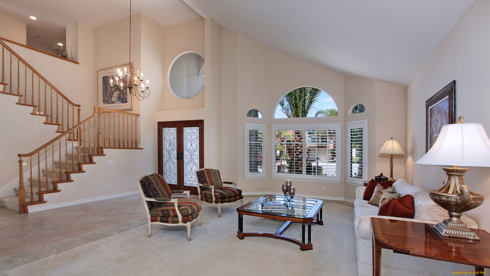 интерьер, гостиная, цветы, мебель, дизайн, оформление