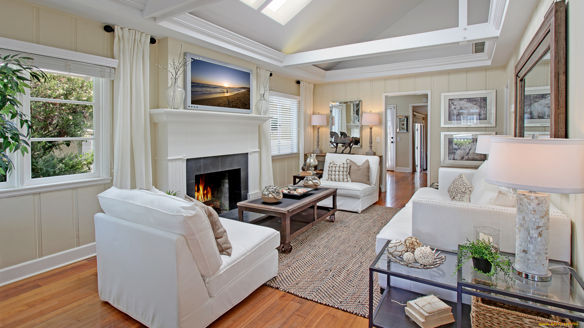 интерьер, гостиная, оформление, цветы, мебель, дизайн