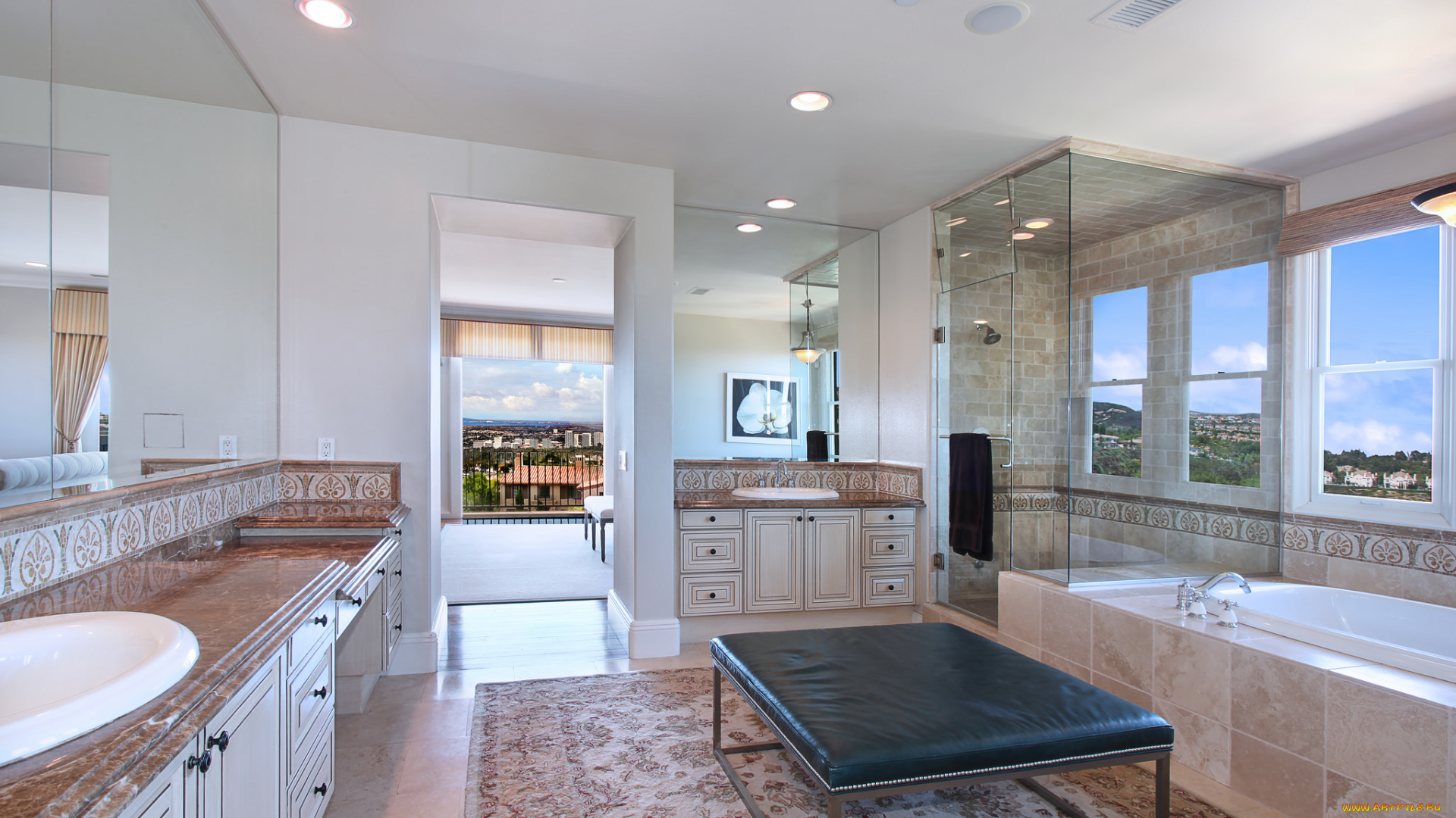 интерьер, ванная, и, туалетная, комнаты, дизайн, стиль, ванная