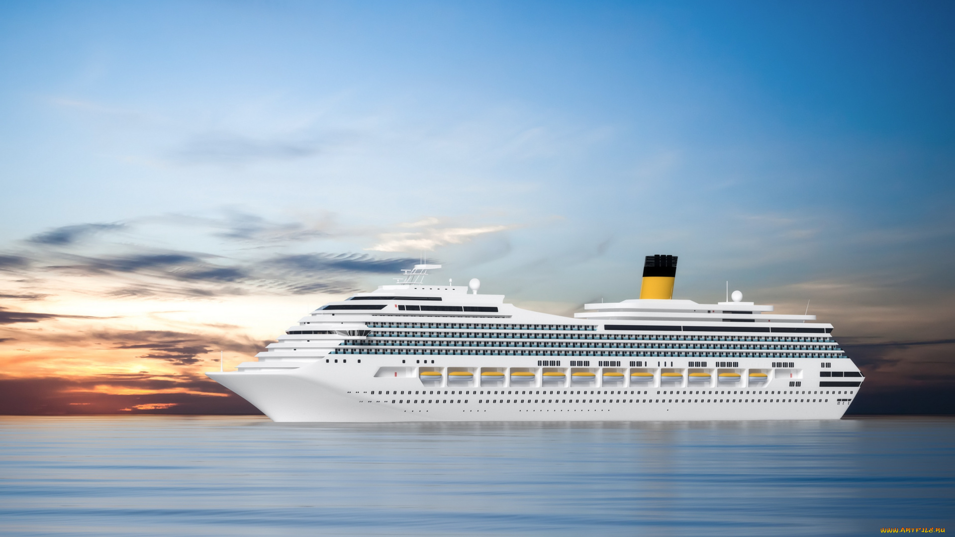 корабли, 3d, море, лайнер, sea, ship