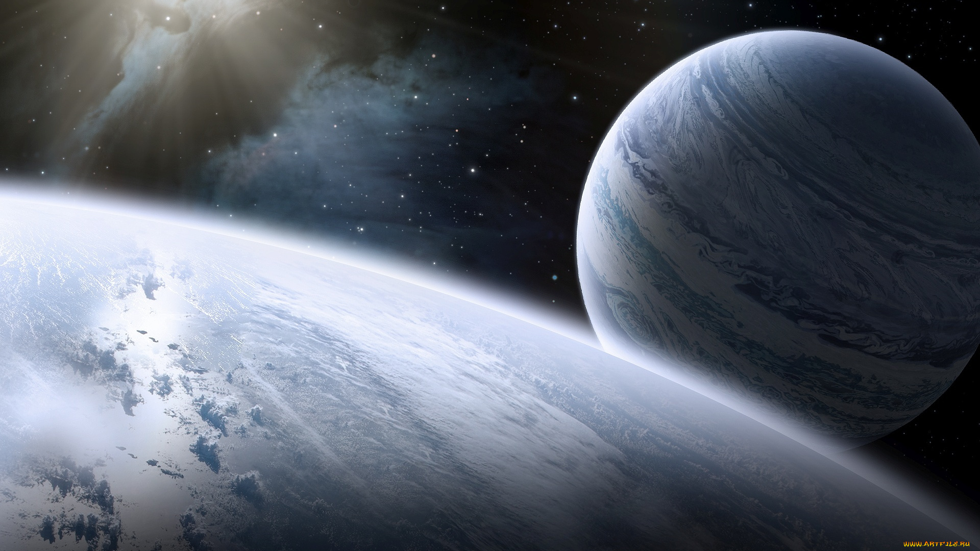 космос, арт, планеты, звезды, вселенная