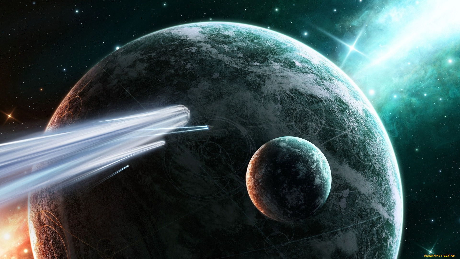 космос, арт, планеты, звезды, вселенная