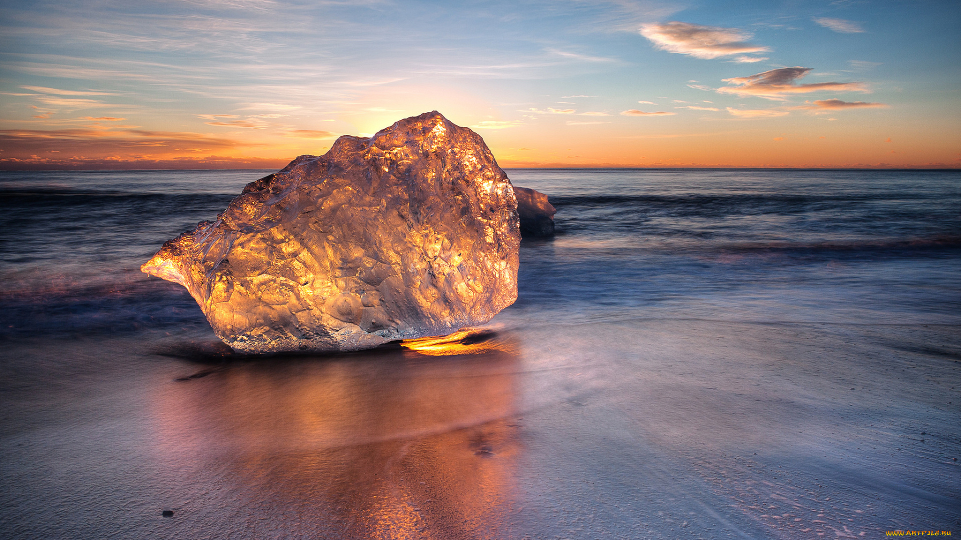 природа, айсберги, и, ледники, берег, йёкюльсаурлоун, лёд, свет, ледниковая, лагуна, исландия