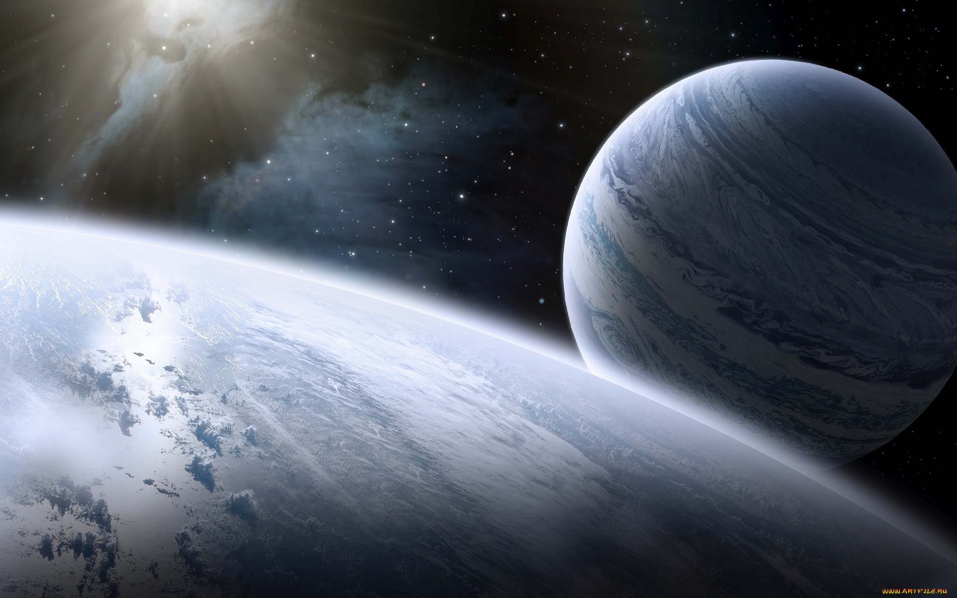 космос, арт, планеты, звезды, вселенная