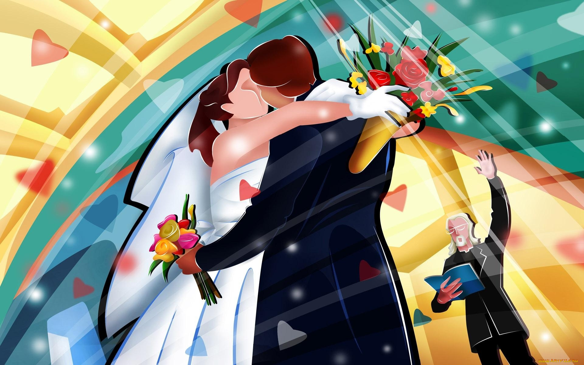 векторная, графика, люди, мужчина, девушка, поцелуй