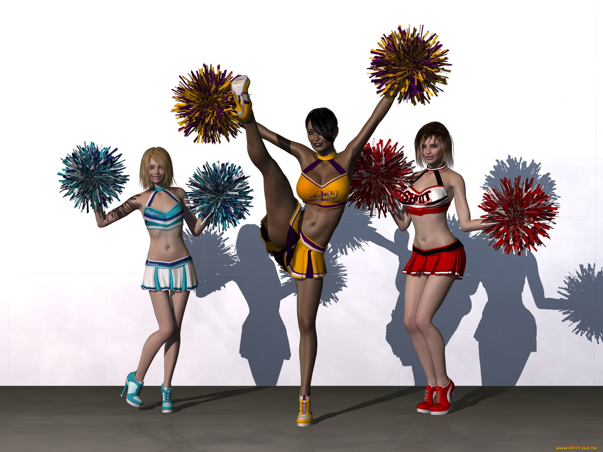 3д, графика, люди, , people, девушки, взгляд, фон, улыбки, танец