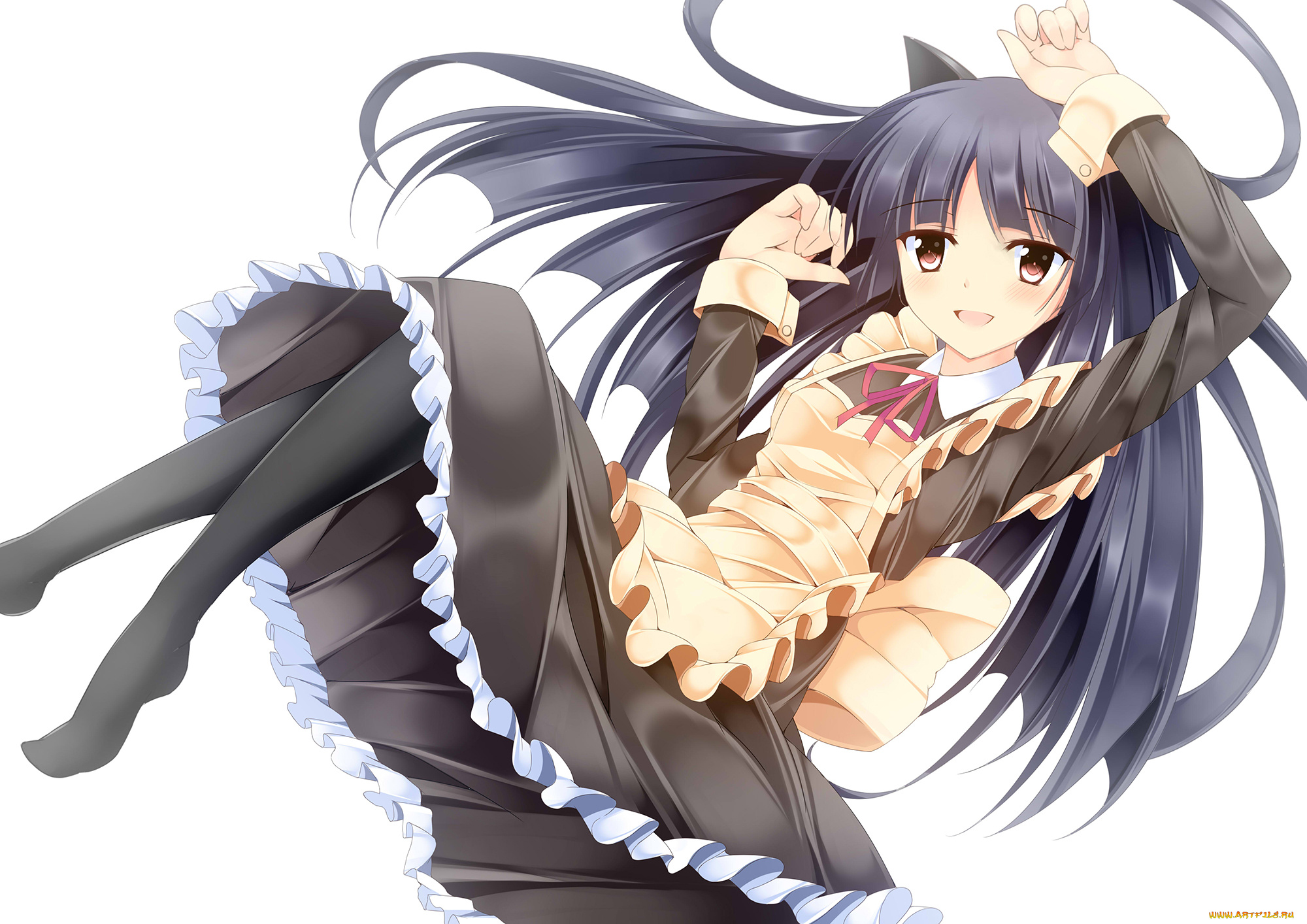 аниме, oreimo, девушка, волосы, арт, белый, фон, брюнетка, ушки, gokou, ruri