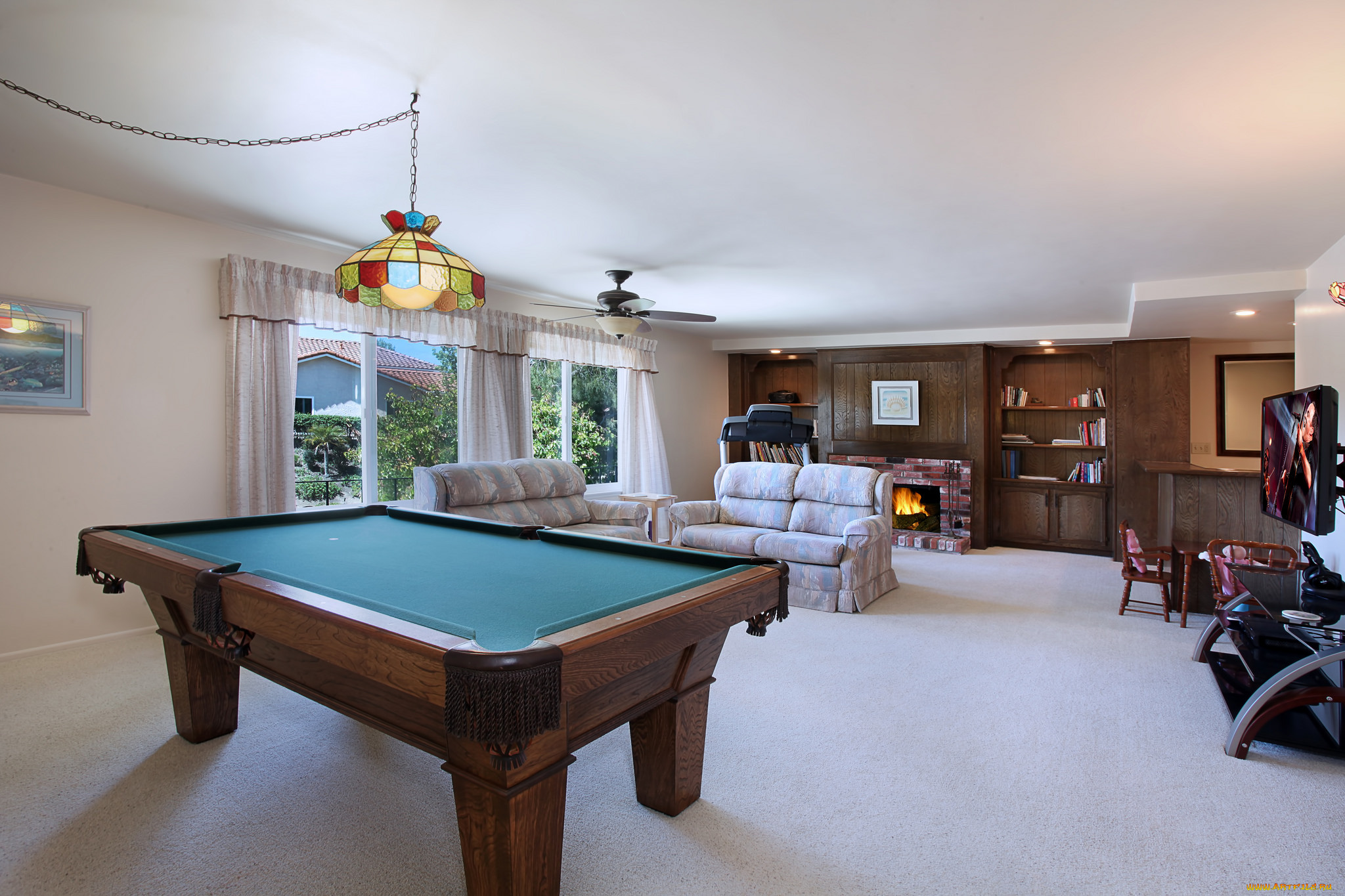 интерьер, бильярдная, стиль, мебель, бильярд, дизайн