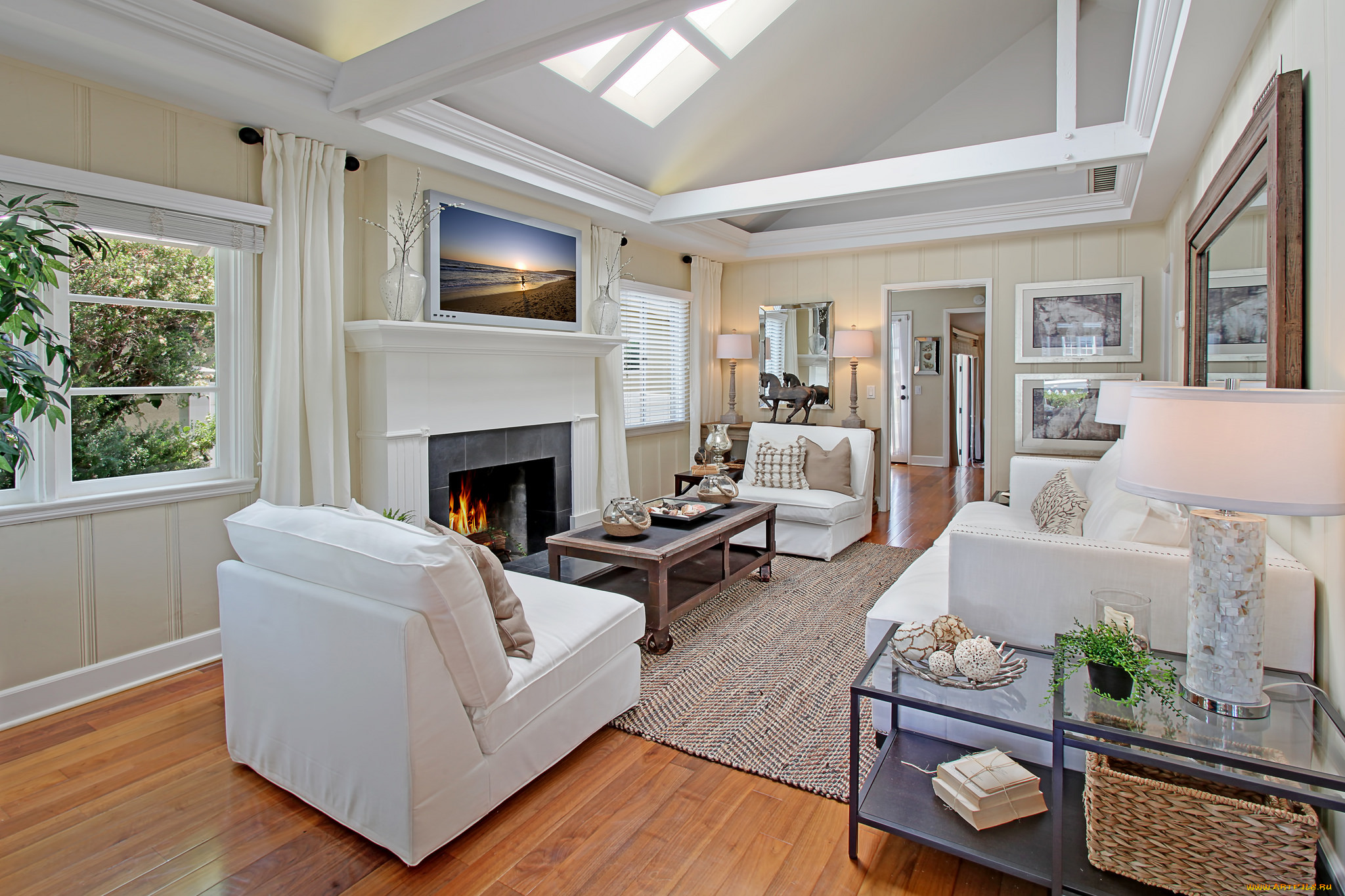 интерьер, гостиная, оформление, цветы, мебель, дизайн