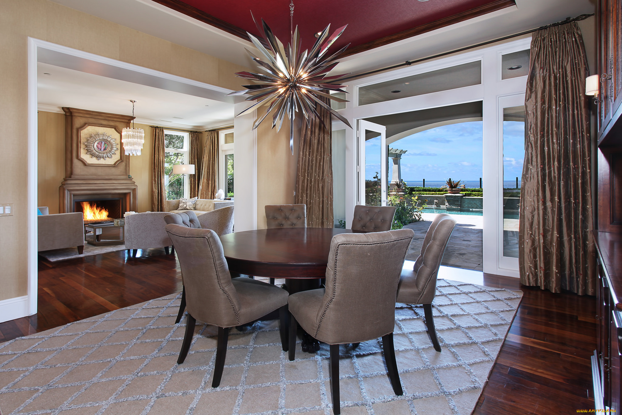 интерьер, столовая, furniture, dining, room, стиль, люстра, цветы, мебель, chandelier, style, flowers