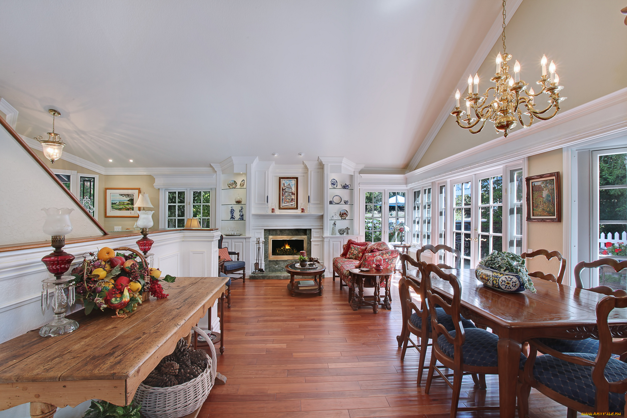 интерьер, столовая, furniture, dining, room, стиль, люстра, цветы, мебель, chandelier, style, flowers