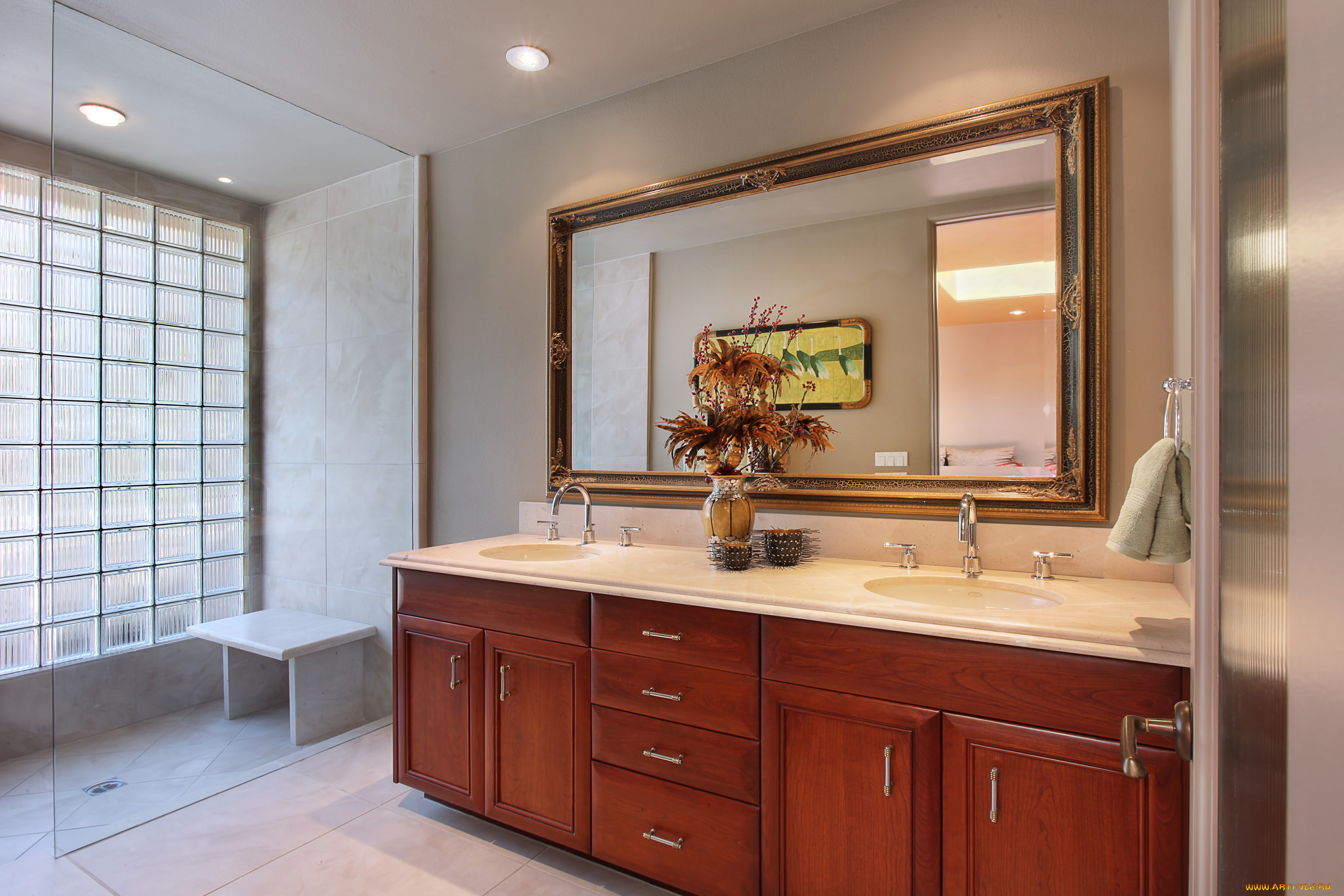 интерьер, ванная, и, туалетная, комнаты, цветы, дизайн, стиль, ванная