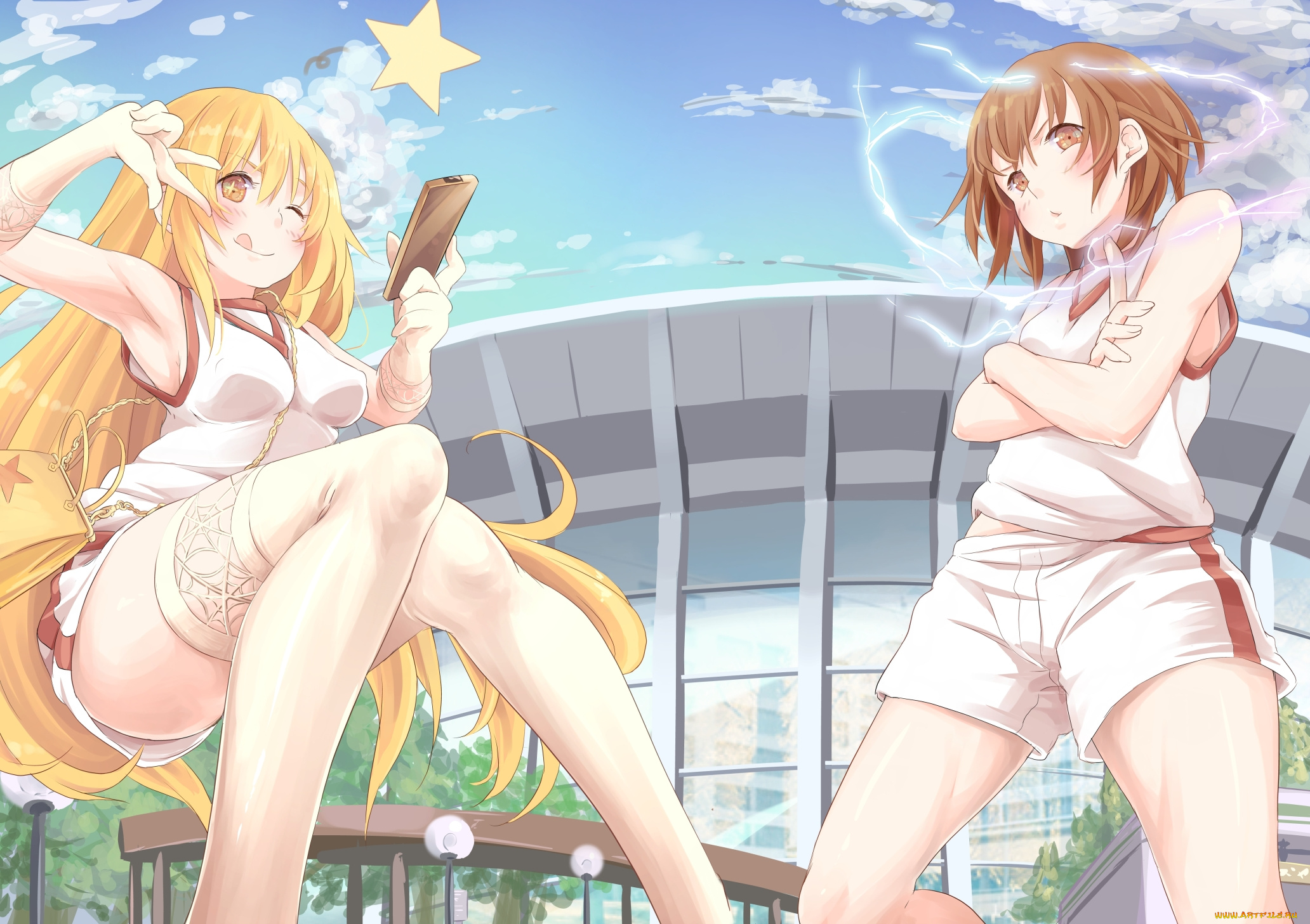 аниме, toaru, majutsu, no, index, арт, искры, звезда, телефон, девушки