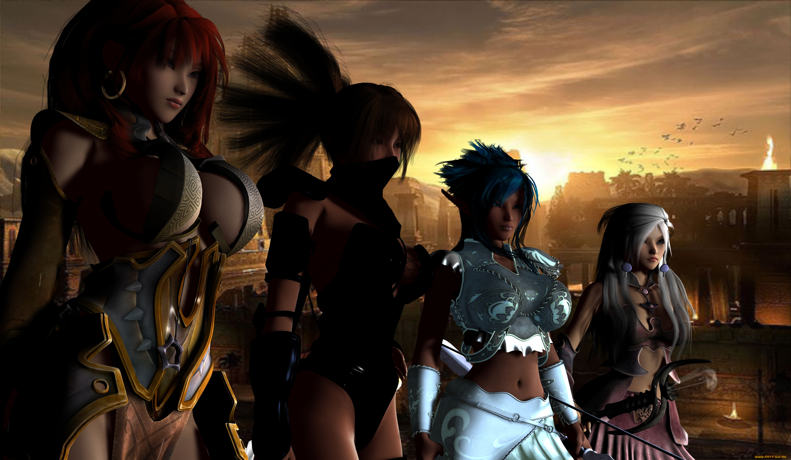 3д, графика, эльфы, , elves, эльфы, оружие, доспехи