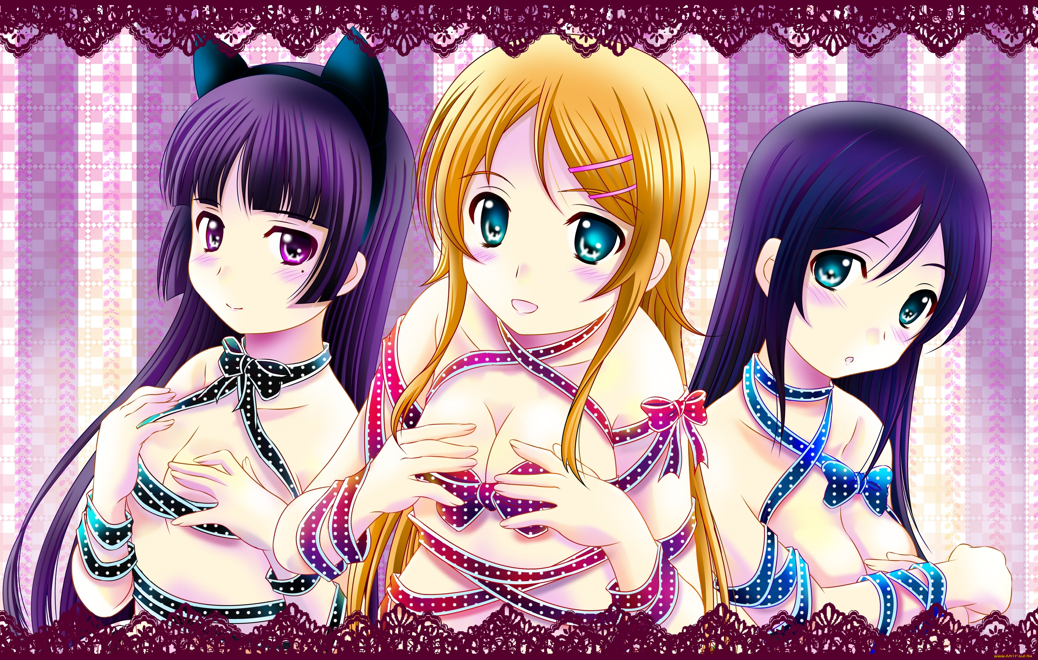 аниме, oreimo, aragaki, ayase, gokou, ruri, kousaka, kirino, ленты, арт, девушки