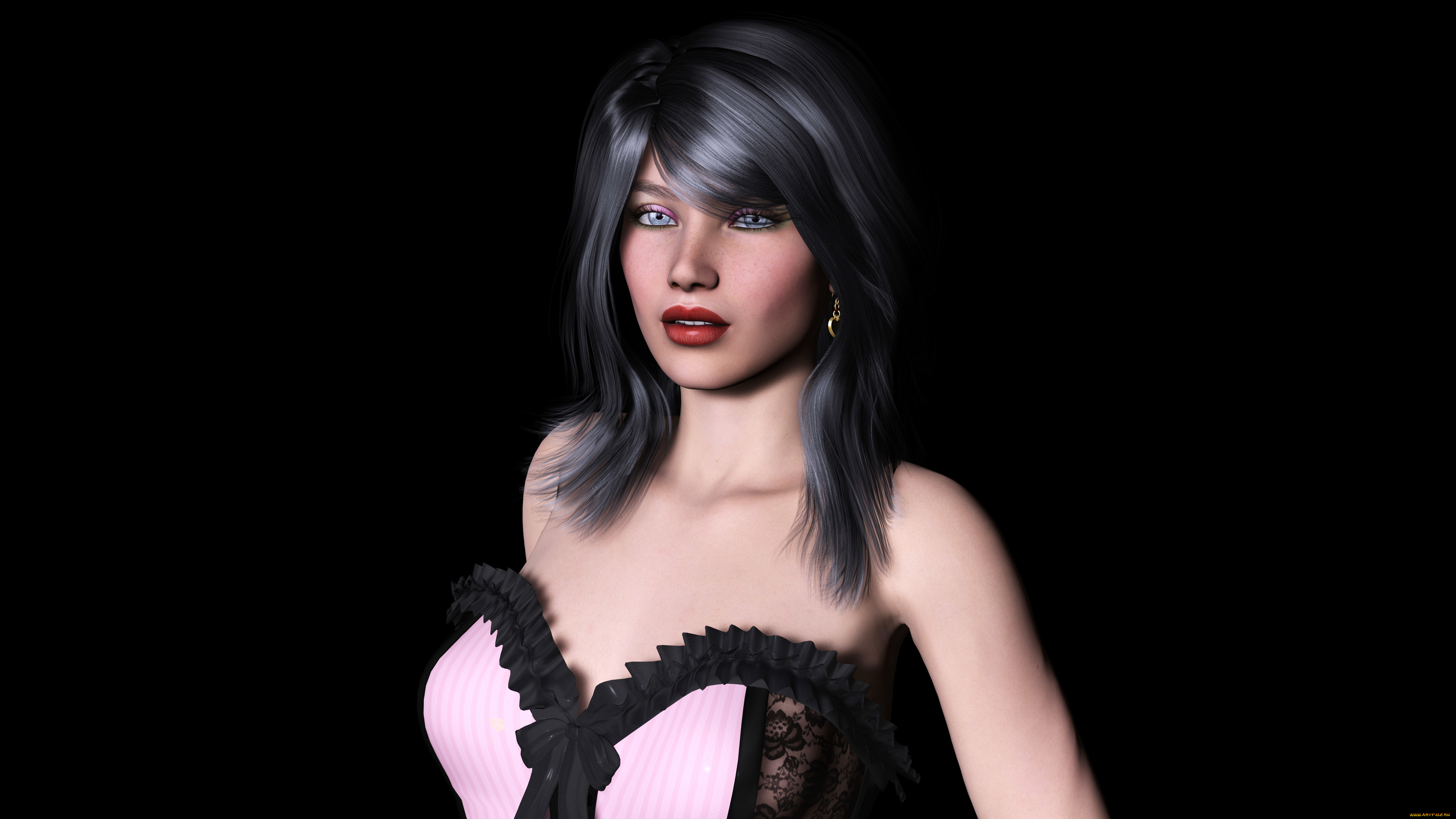 3д, графика, люди, , people, девушка, взгляд, фон