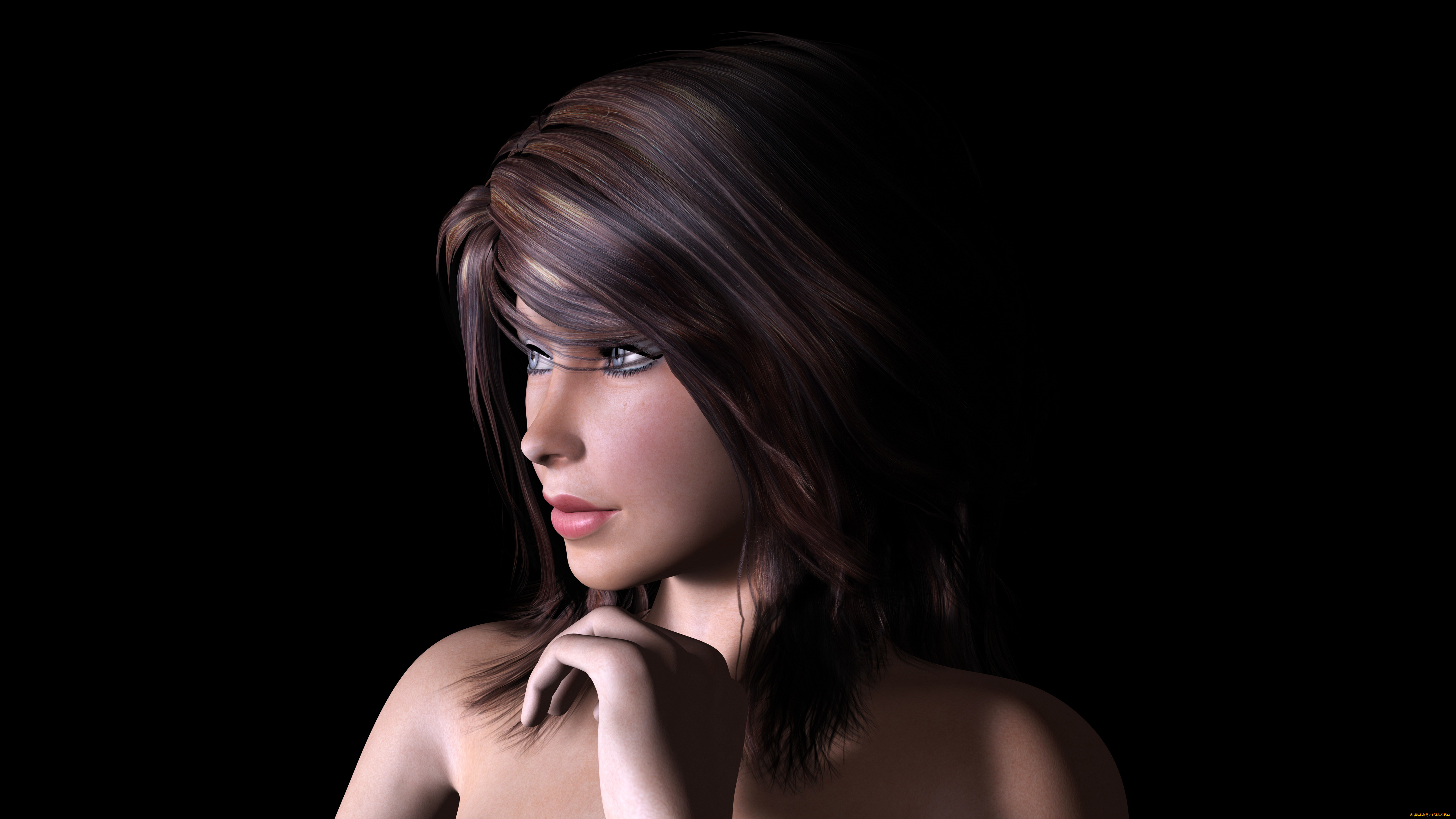 3д, графика, портрет, , portraits, взгляд, фон, девушка