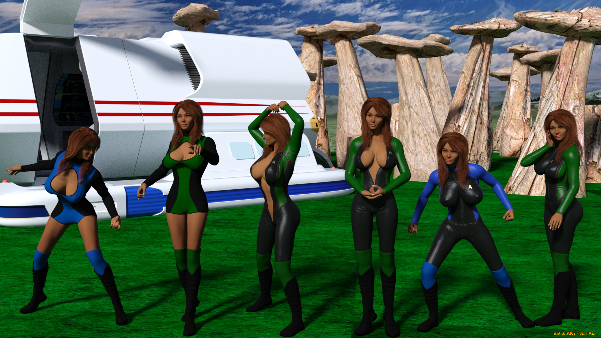 3д, графика, фантазия, , fantasy, девушки, фон, взгляд