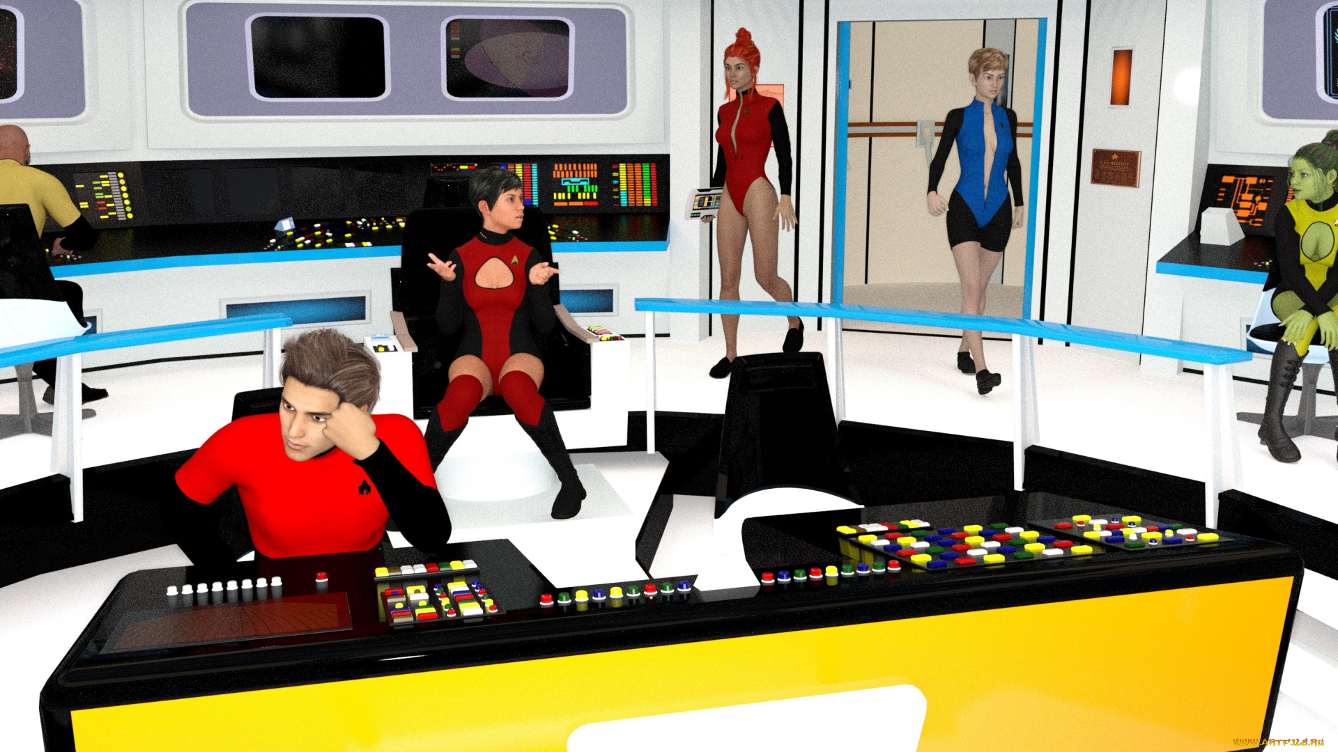 3д, графика, фантазия, , fantasy, фон, взгляд, девушки