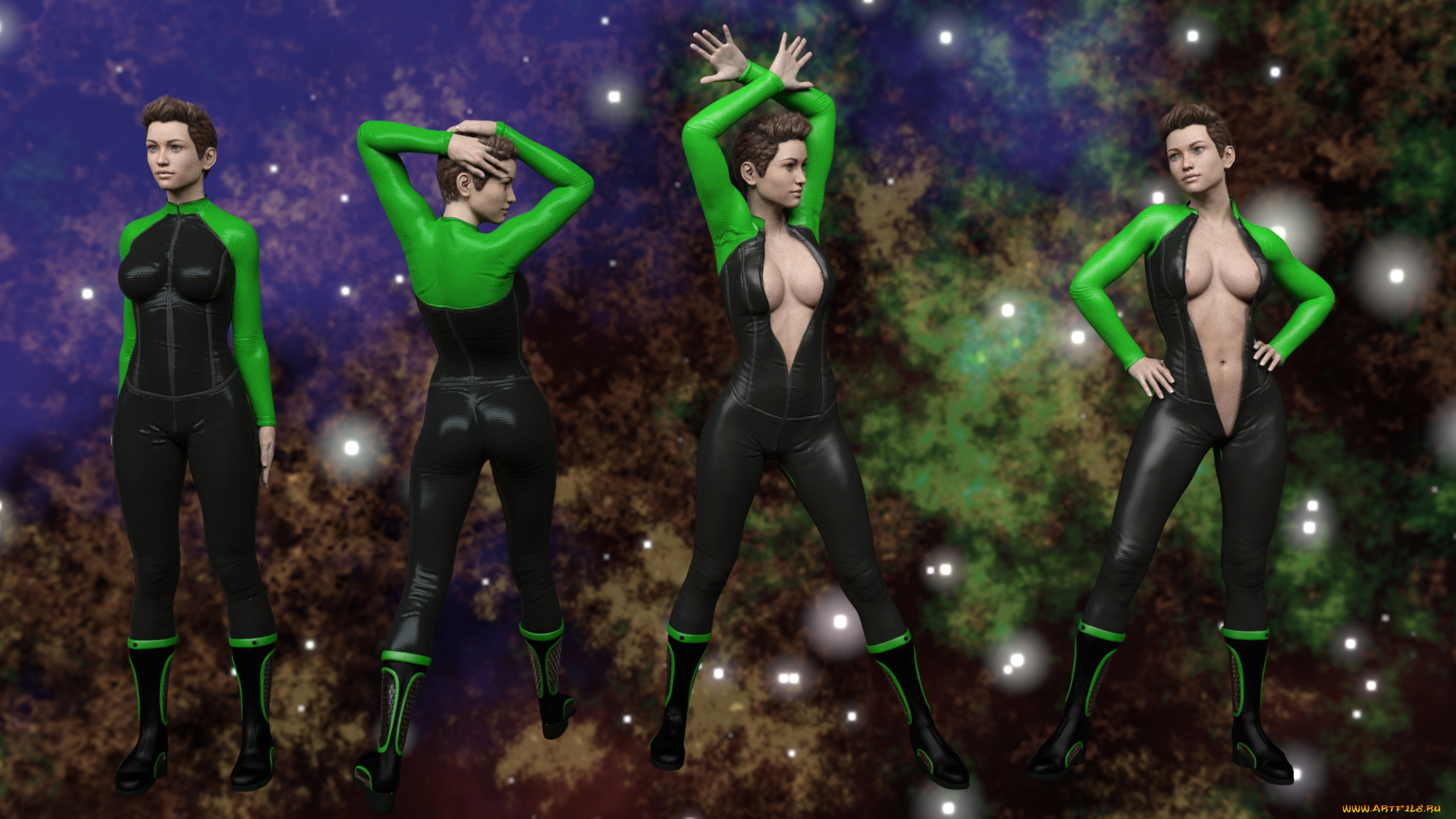 3д, графика, фантазия, , fantasy, взгляд, девушки, фон