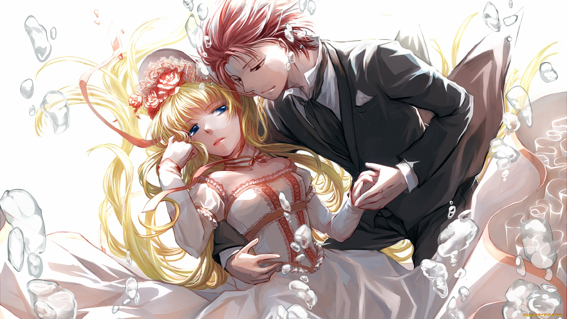 аниме, fairy, tail, девушка, взгляд, фон