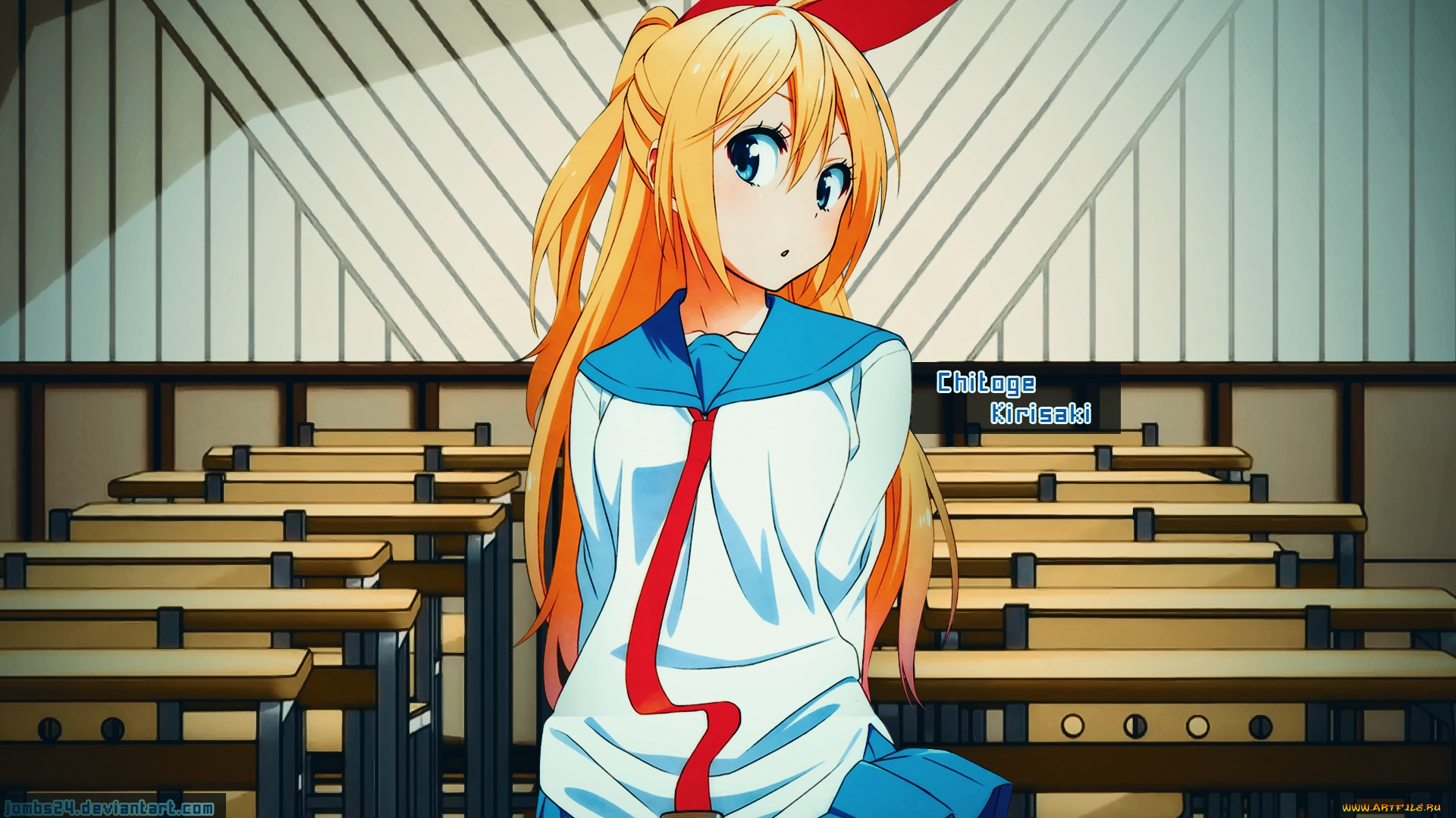 аниме, nisekoi, фон, взгляд, девушка