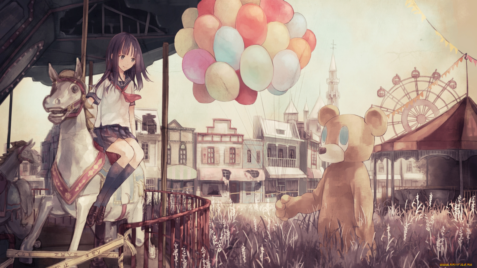 аниме, unknown, , другое, фон, взгляд, девушка