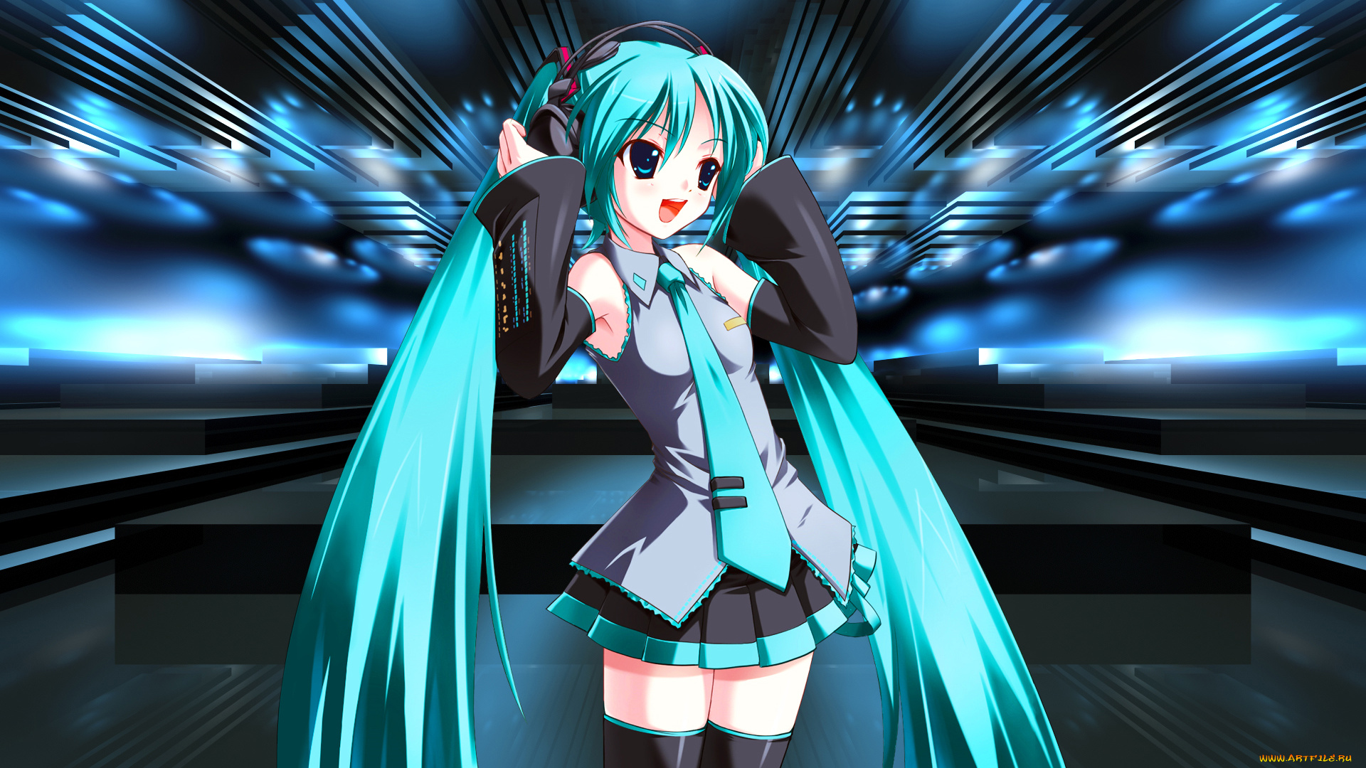 аниме, vocaloid, фон, взгляд, девушки