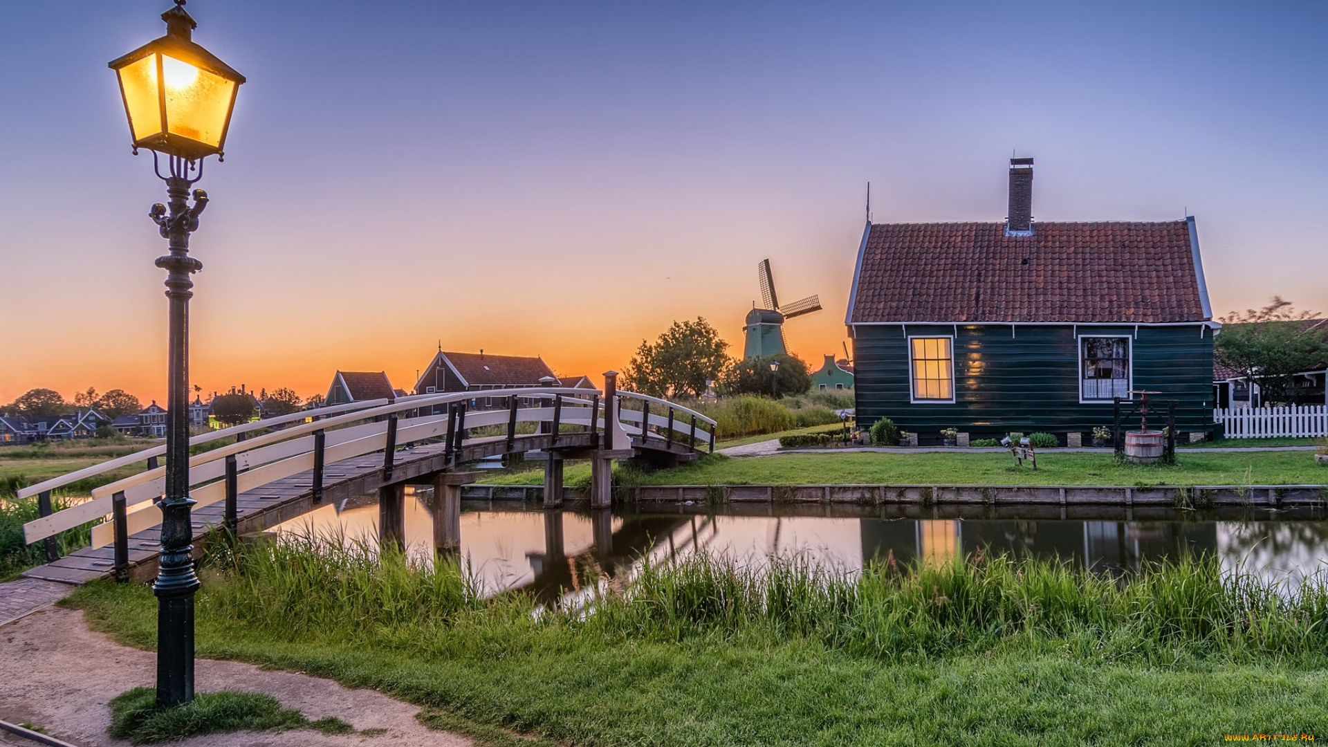 города, -, пейзажи, берег, фонарь