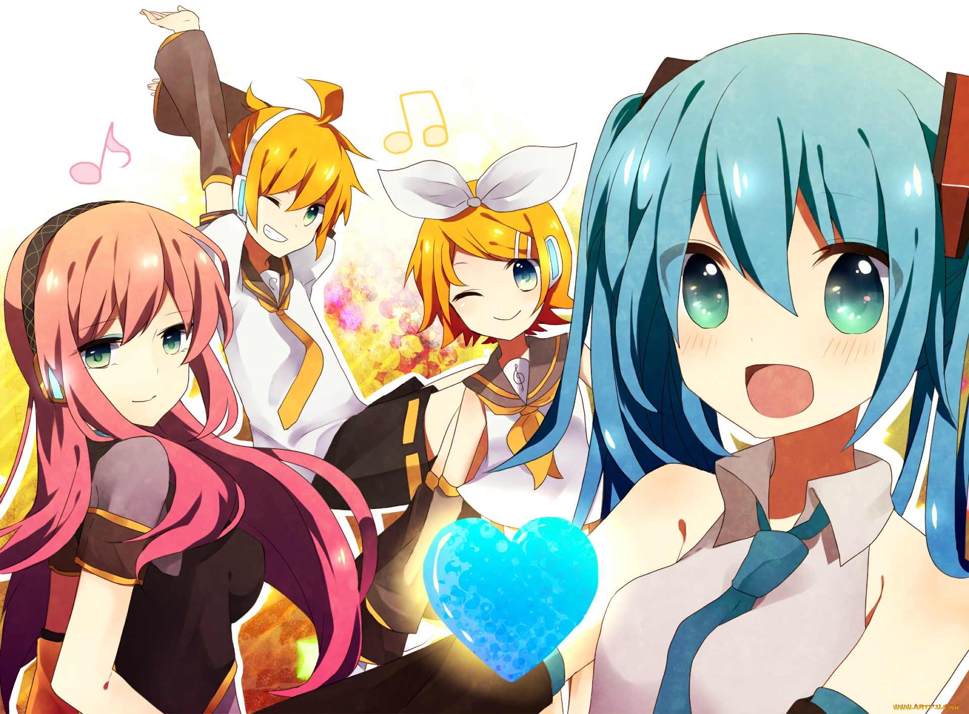 аниме, vocaloid, фон, взгляд, девушки