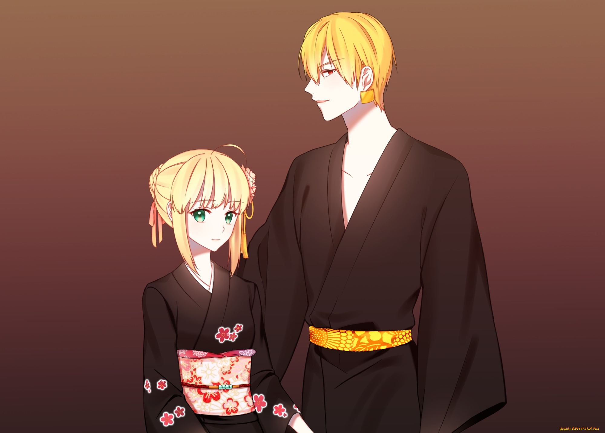 аниме, fate, stay, night, артурия, сейбер, гильгамеш, аррчер