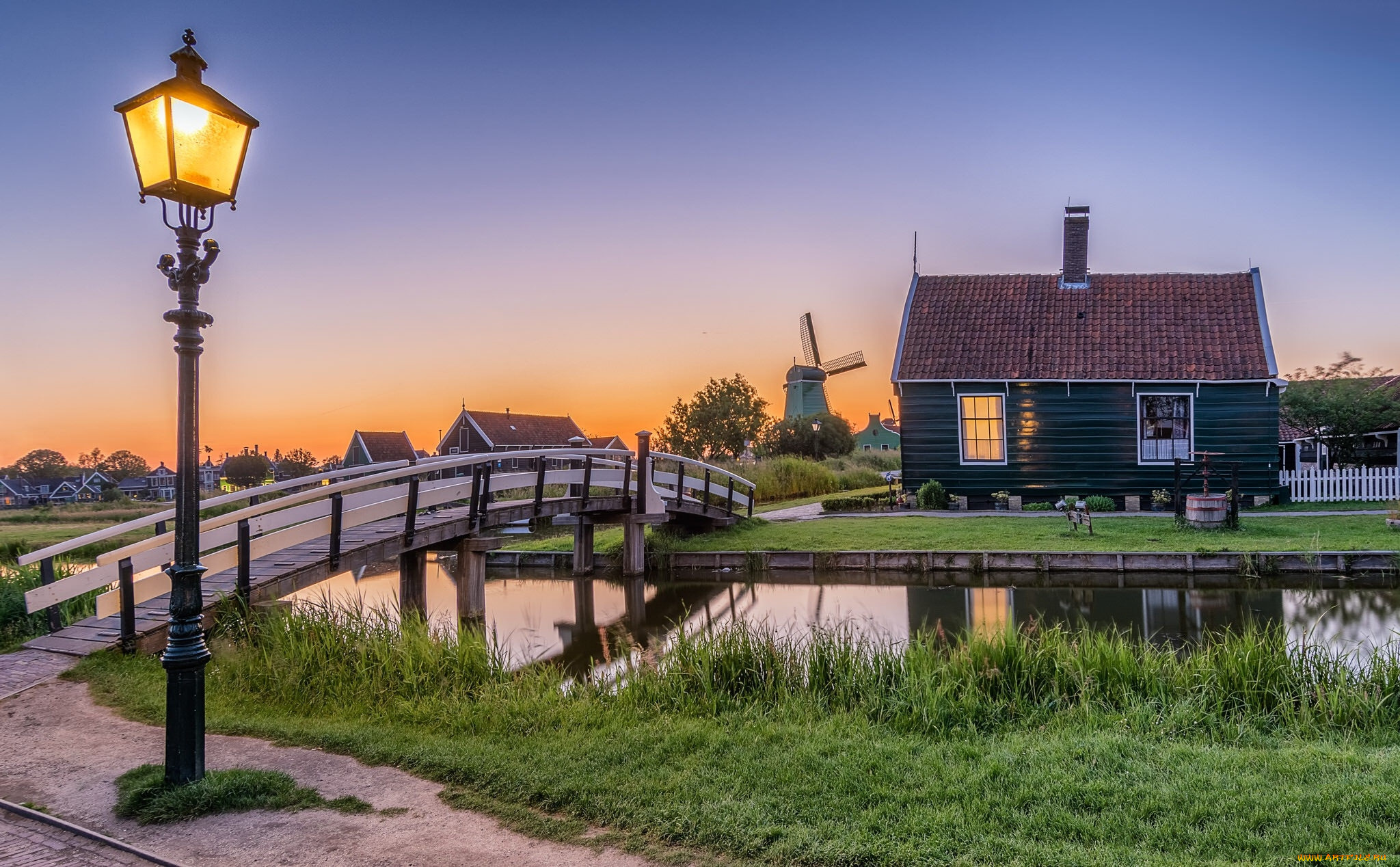 города, -, пейзажи, берег, фонарь