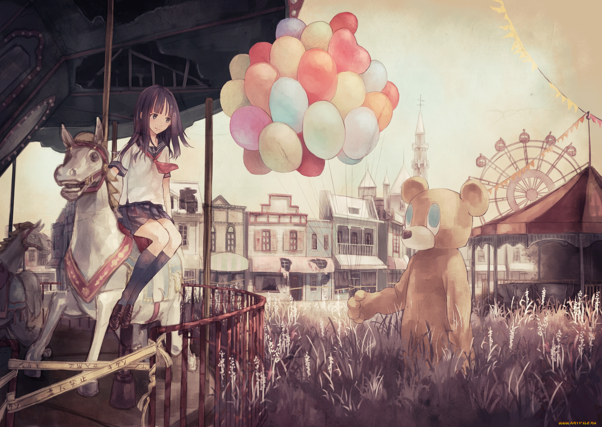 аниме, unknown, , другое, фон, взгляд, девушка