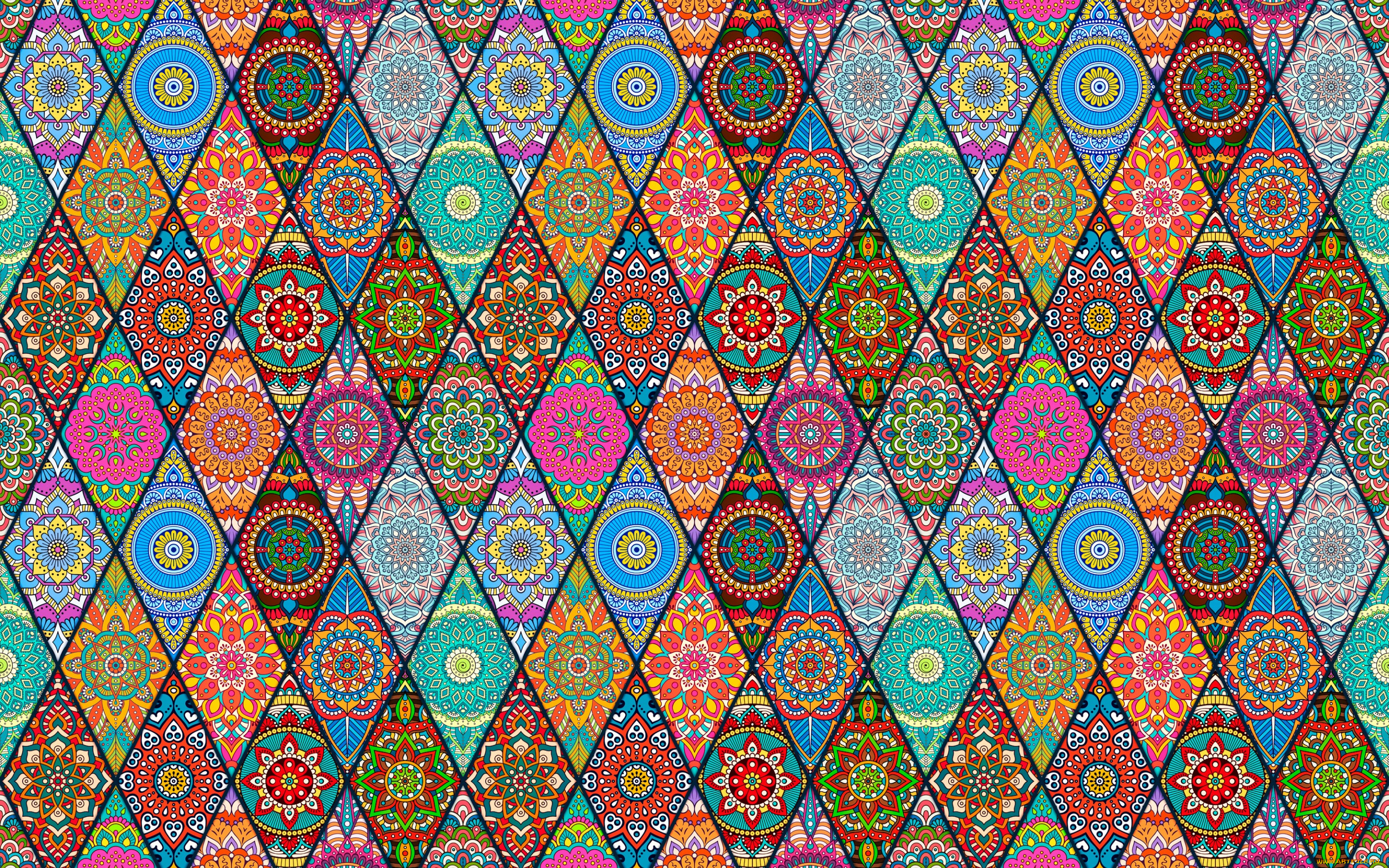 векторная, графика, графика, , graphics, узоры, ромбы, цветы