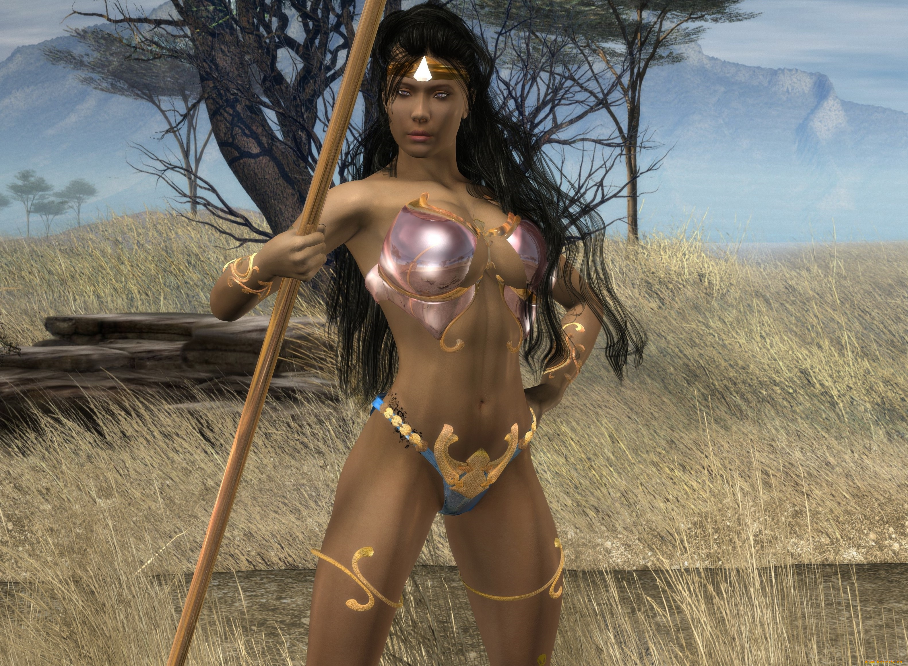 3д, графика, амазонки, , amazon, взгляд, фон, девушка