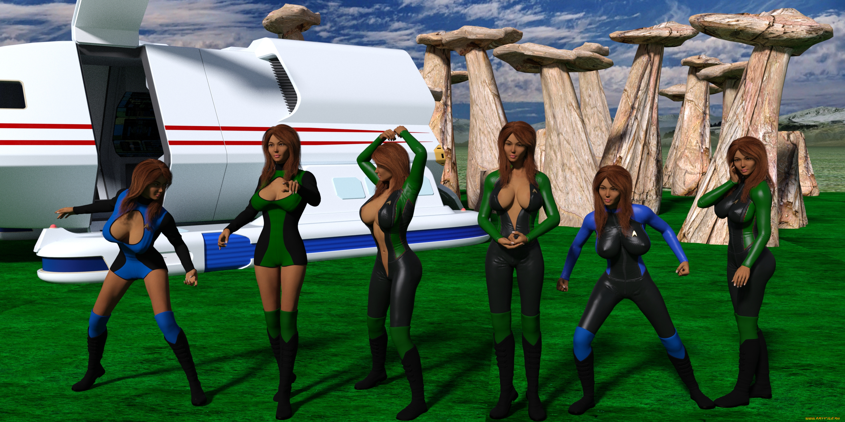 3д, графика, фантазия, , fantasy, девушки, фон, взгляд