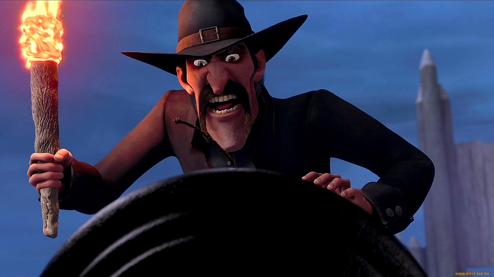 мультфильмы, free, birds, шляпа, мужчина, крик, факел, пламя