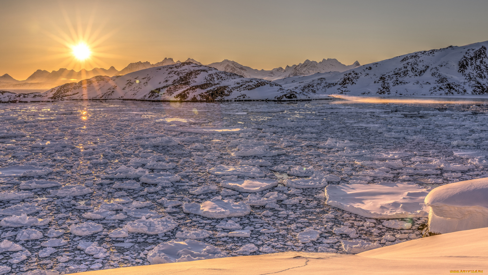 природа, айсберги, и, ледники, простор