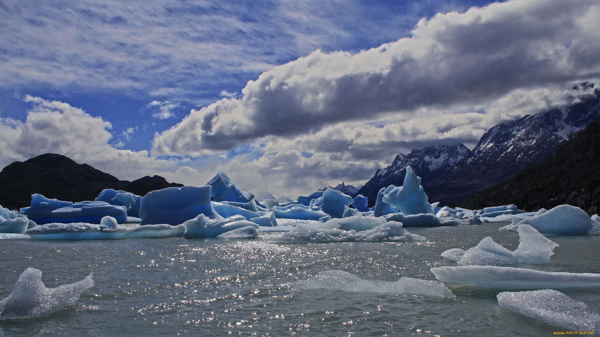 природа, айсберги, и, ледники, простор