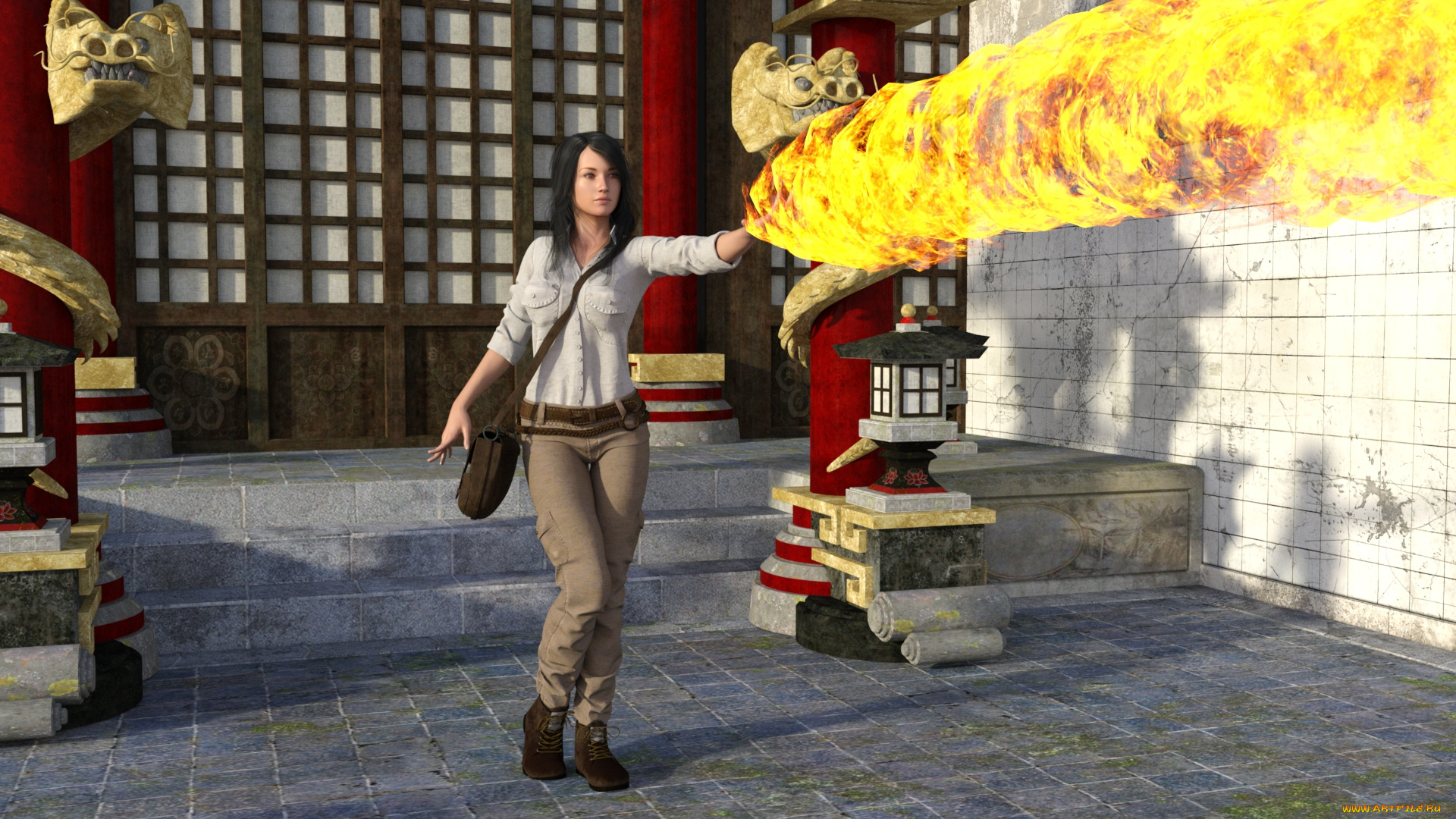 3д, графика, фантазия, , fantasy, фон, взгляд, девушка