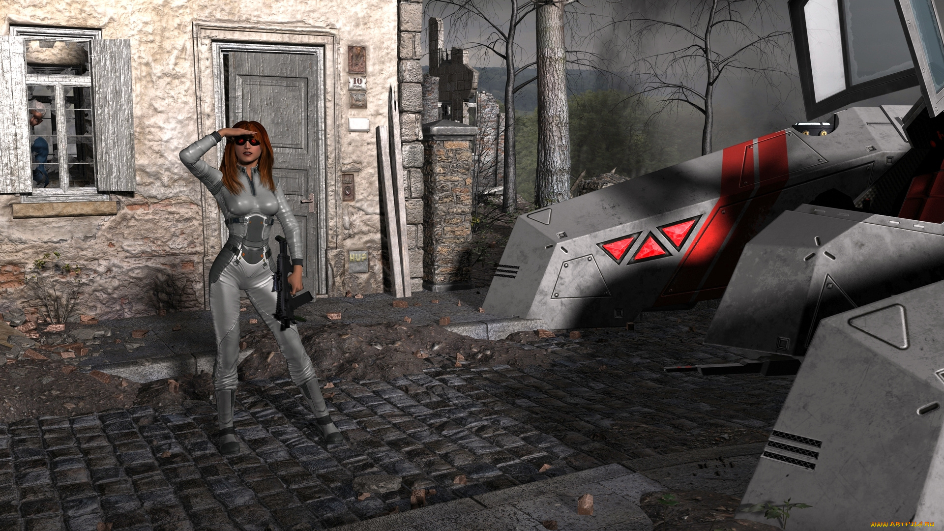 3д, графика, фантазия, , fantasy, фон, взгляд, девушка